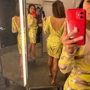 Dress the population Lola lemongrass nude dress